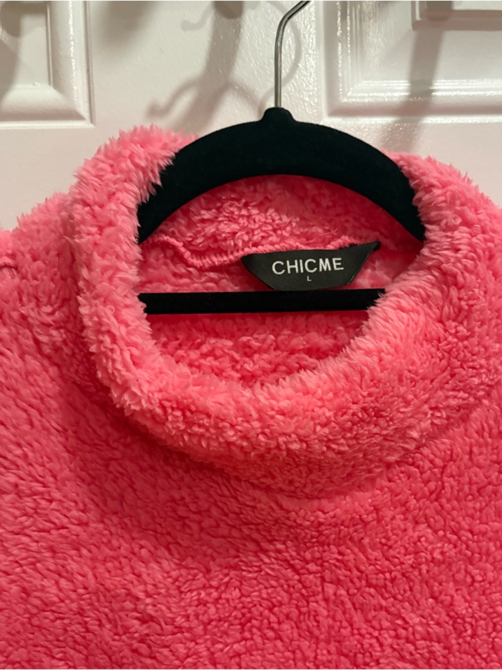 Chicme Pink Plush Cowl Neck Sweater Size L